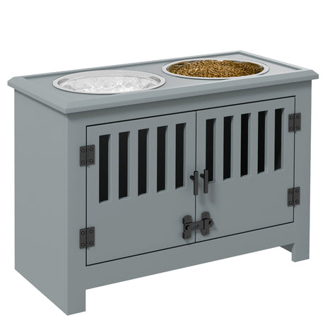 PawHut Large Elevated Dog Bowls with Storage Cabinet Containing Large 37L Capacity
