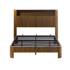 Full Extra Long Bed Frame with Storage Headboard