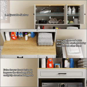 Over The Washer, Dryer And Robot Vacuum Storage Cabinet - Antique