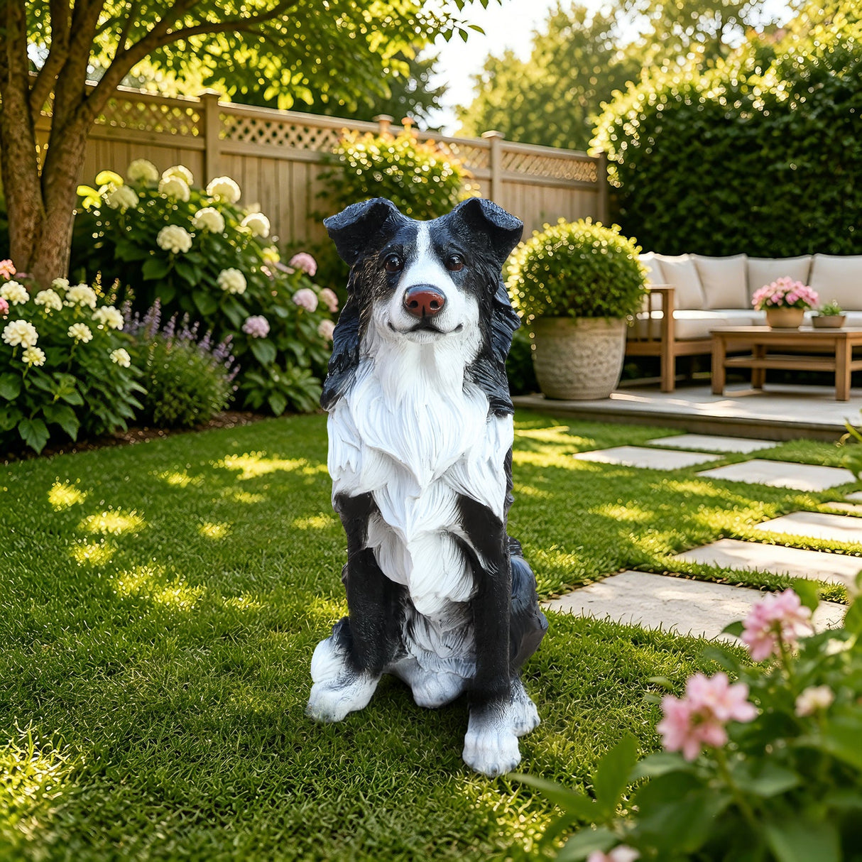 Outdoor Garden Border Collie Dog Statue Greeter