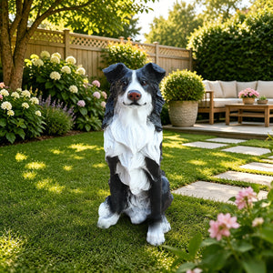 Outdoor Garden Border Collie Dog Statue Greeter