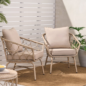 Bruce Outdoor Club Chair Set with Water Resistant Cushions