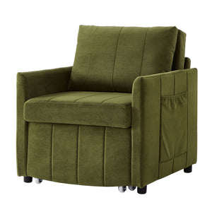 Upholstered Convertible Sleeper Sofa With 5 Position Backrest, Side Pockets, Storage
