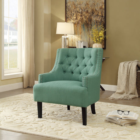 Button Tufted Sloped Arm Accent Chair
