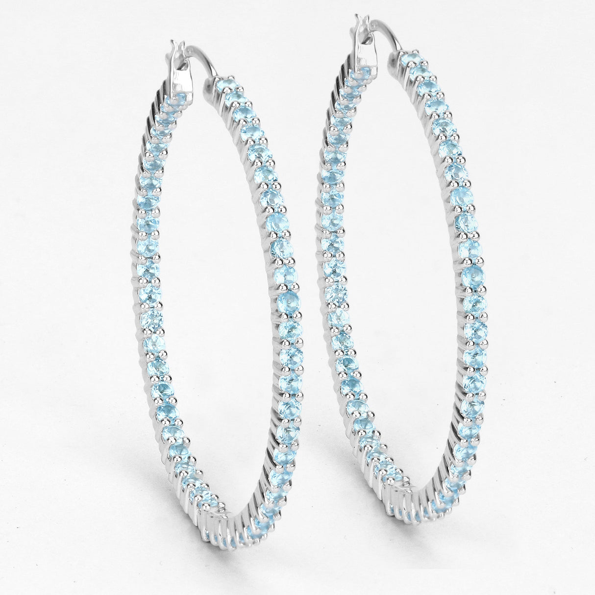 3.60 Carat Genuine Swiss Blue Topaz .925 Sterling Silver Earrings