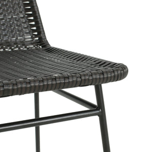 Outdoor Dining Chairs (Set of 2) with Rattan Backrest and Cushions
