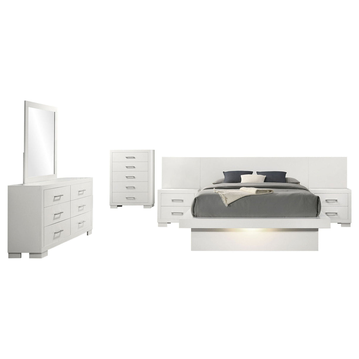 Jessica 6-piece Queen LED Bedroom Set Snow White