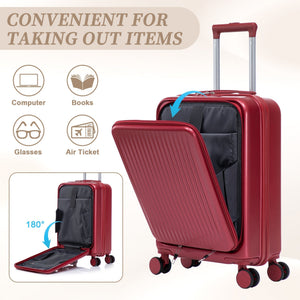 ABS Spinner Wheel Luggage Set with Combination Lock - Red
