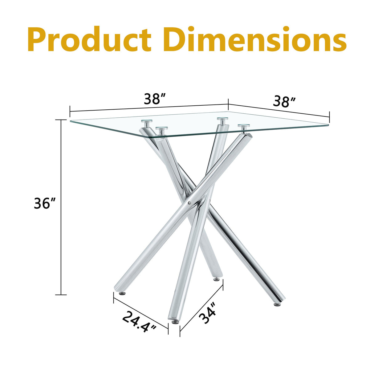 Modern Electroplated Metal Leg Bar Table with Tempered Glass Top