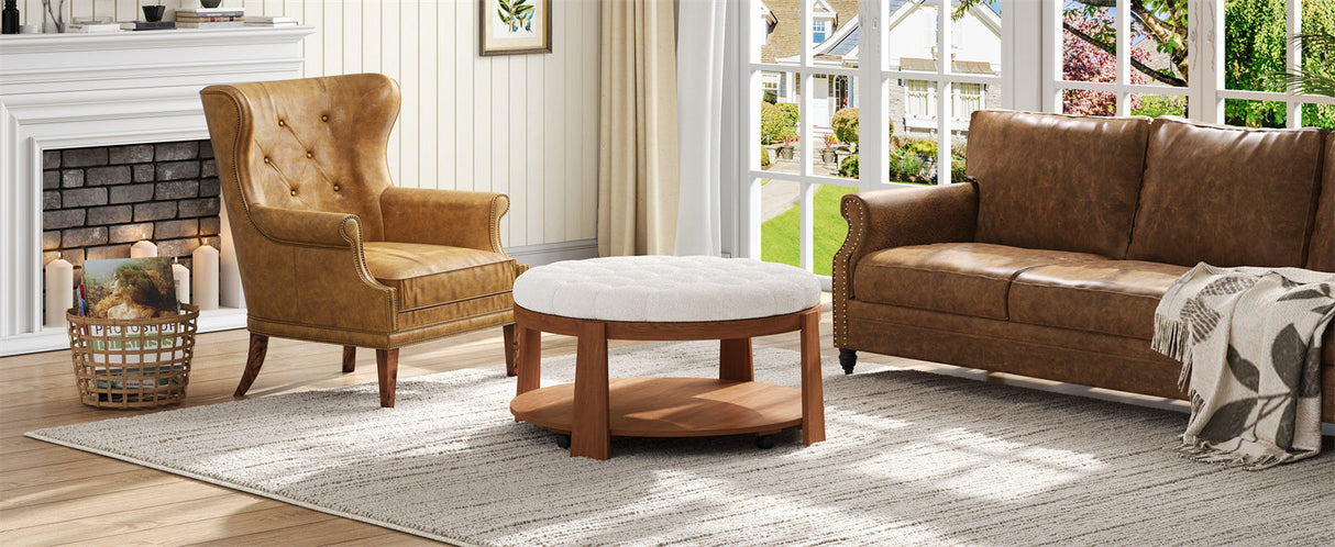 Modern Large Round Ottoman Coffee Table