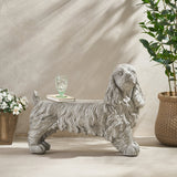 Charming Cocker Spaniel Dog Statue Bench Gray Magnesium Oxide 31.25'