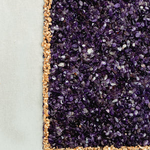 Elegant Shadow Box Duo Wall Art with Purple Amethyst Crystals - Neutral/Gold
