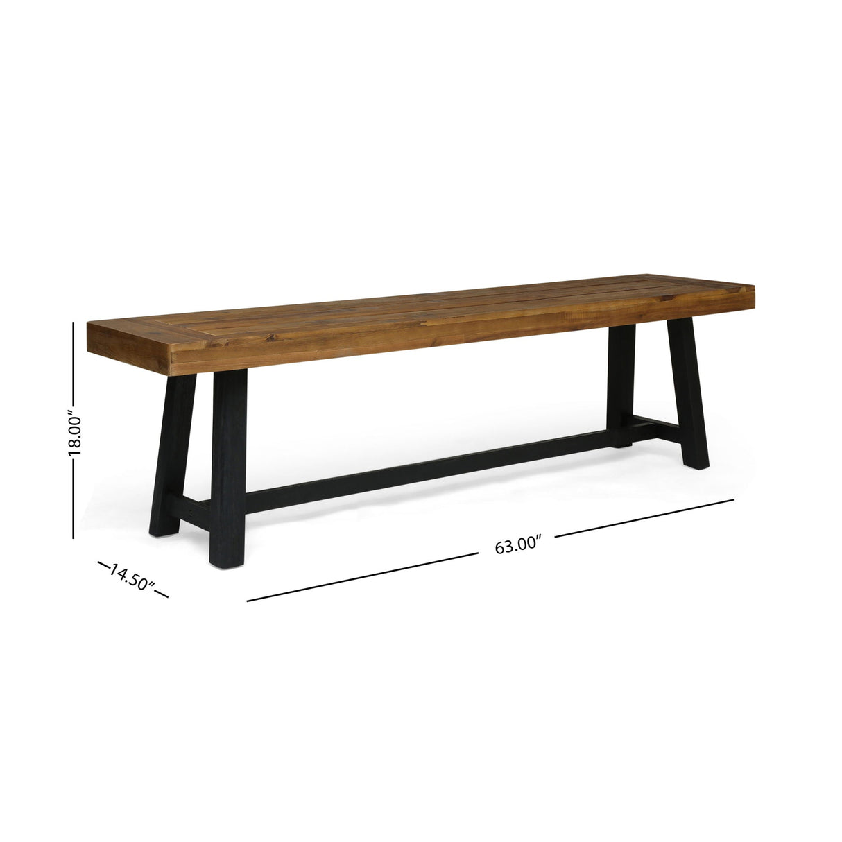 Cloud Outdoor Bench with Acacia Wood Frame and Slat Panel Design