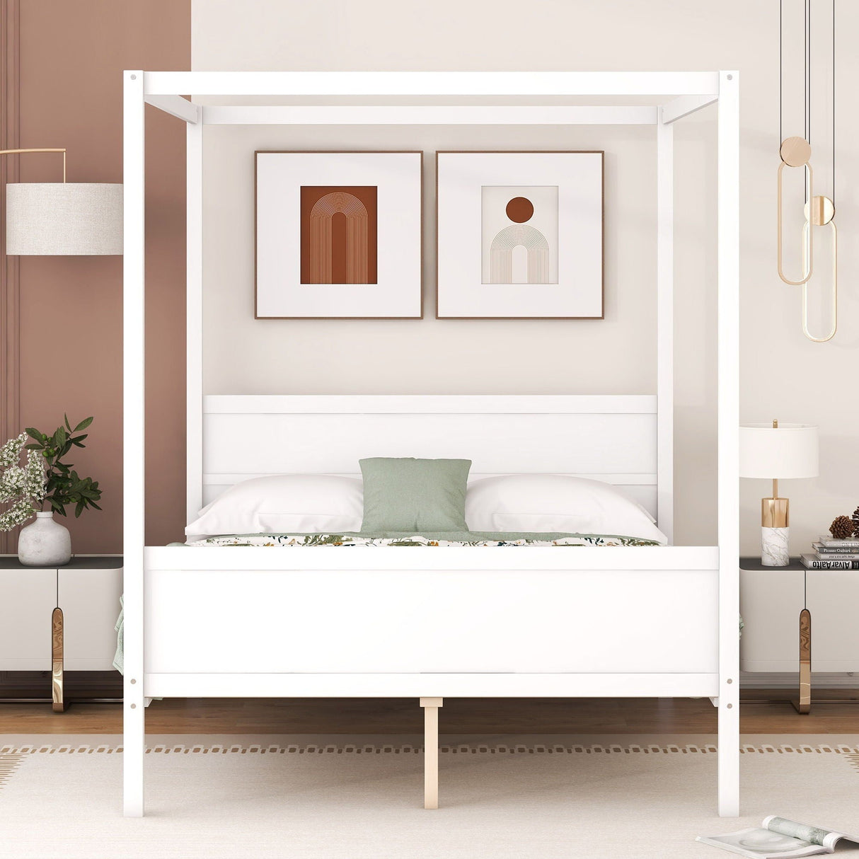 Canopy Platform Bed With Headboard and Footboard