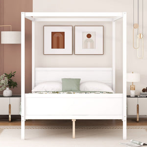 Canopy Platform Bed With Headboard and Footboard