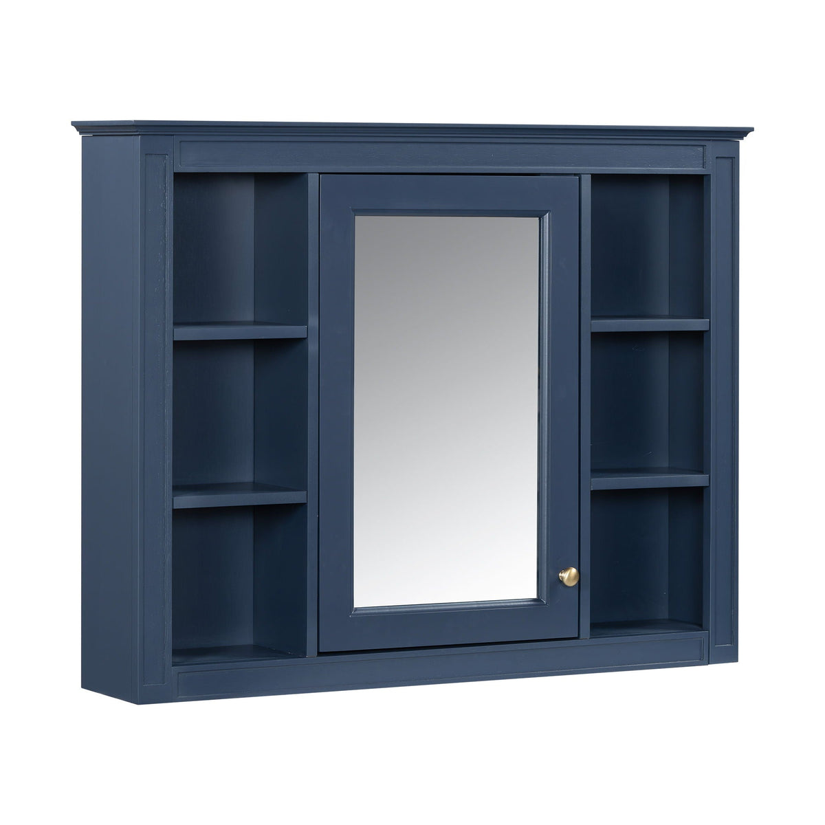 Wall Mounted Medicine Cabinet with Mirror and 6 Open Shelves - Multiple Colors