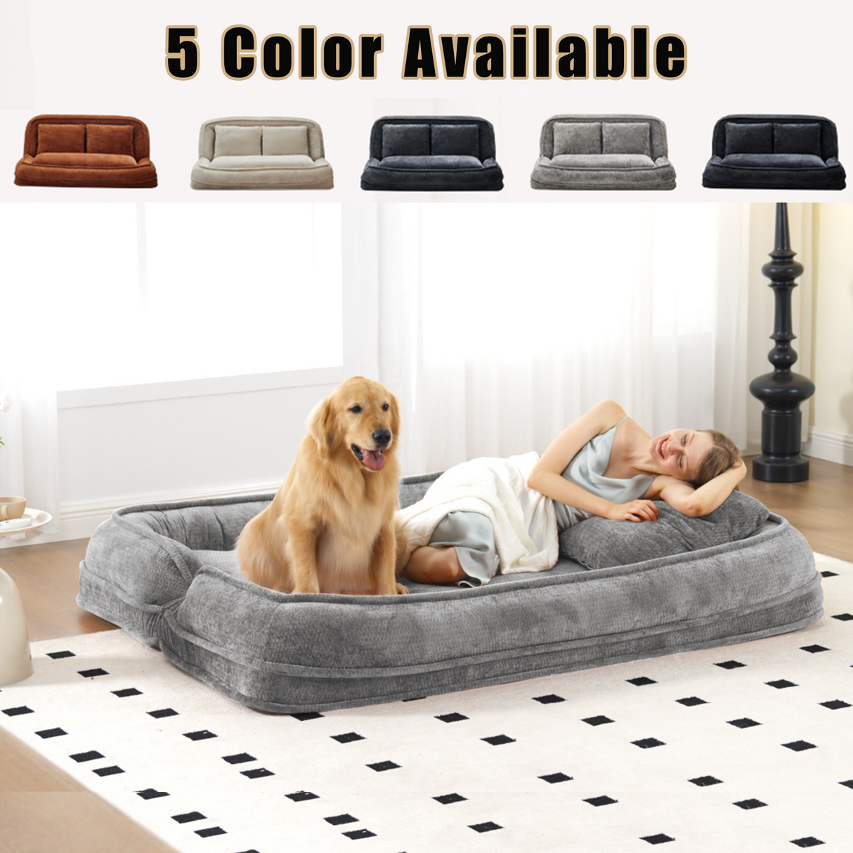 Double Human Dog Bed Loveseat - Extra Large Floor Couch