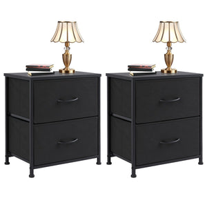 Set of 2 Nightstands with Drawers, Small End Tables with Storage for Bedroom & Office