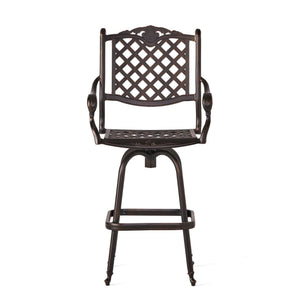 Cast Aluminum Bar Stool with Swivel Seat - Copper