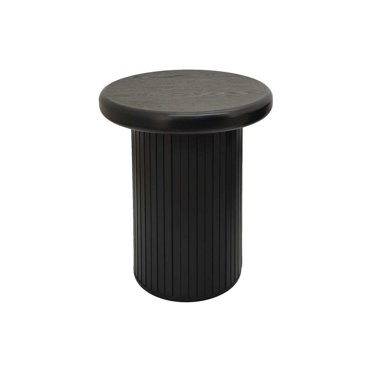 Fluted Cylinder Side Tables, Round End Tables For Living Room (Set of 2) - Black