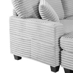 Upholstered U-Shaped Sectional Sofa With Movable Ottoman And Side Storage Pockets