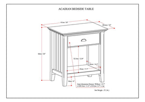 Acadian - Bedside Table, Handcrafted