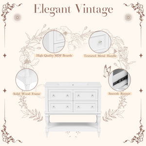 Bathroom Vanity Cabinet With Undermount Sink, 4 Drawer Set