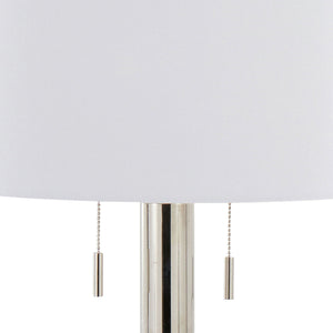 Master - 29" Contemporary Table Lamp (Set of 2) - Polished Nickel / White