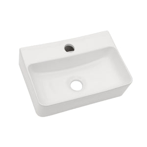 Ceramic Rectangle Wall Mount Bathroom Sink With Single Faucet Hole