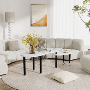 Rotatable Cocktail Table With Solid Legs, 360 Degree Rotating