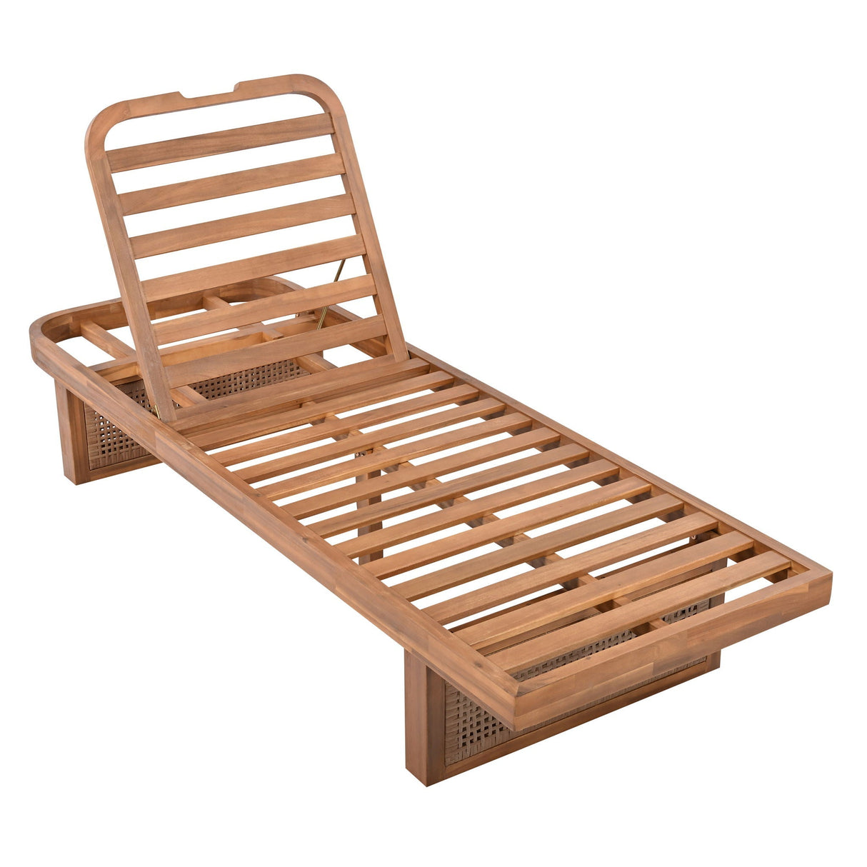 Outdoor Lounge Chair with Acacia Wood Frame and Rattan Weave