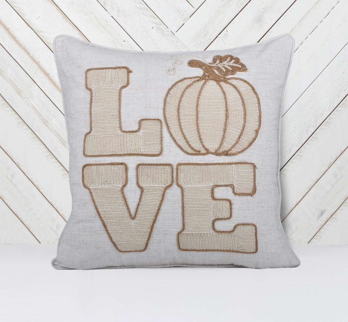 Love Pumpkin Embroidered Throw Pillow – Rustic