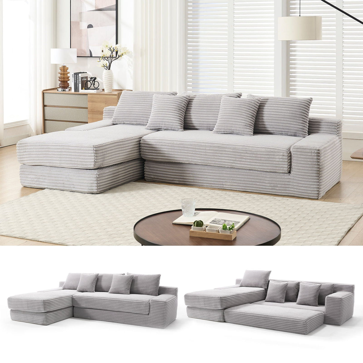 Modern L - Shaped Sectional Couch With Memory Foam