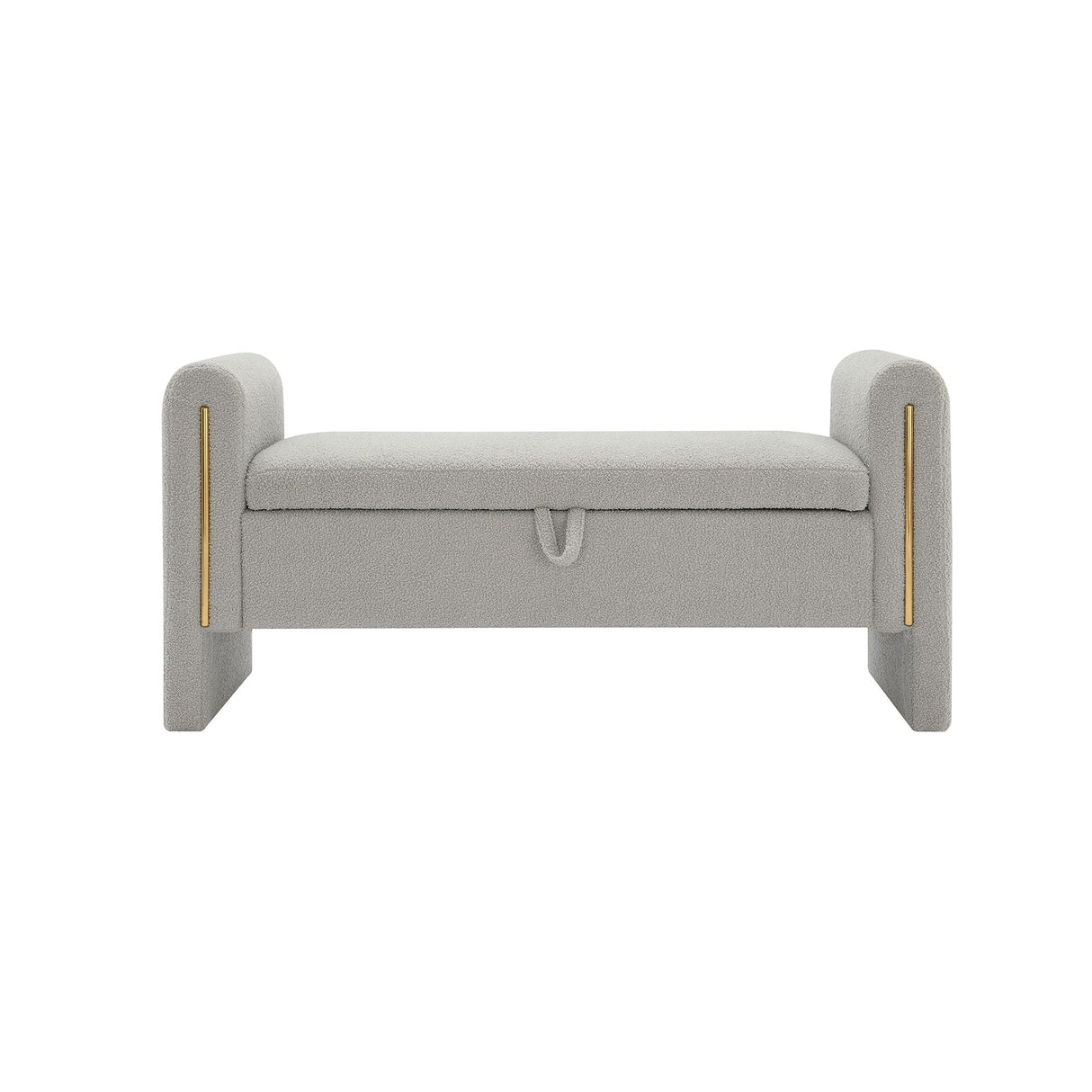 Modern Teddy Upholstered Large Bed End Bench With Arms And Storage