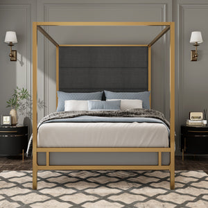 Modern Gold Metal Canopy Bed