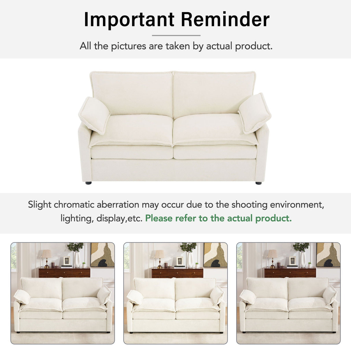 Modern Loveseat Sofa, Upholstered Couch With Side Storage Pockets