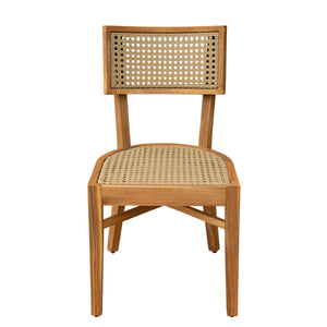 Netro Acacia Wood Dining Chair with Light Brown Wicker