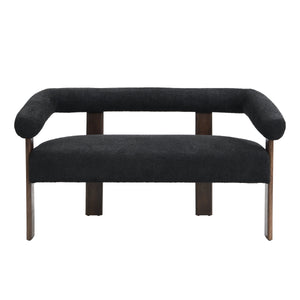 Round Armrest Loveseat (Black + Brown)