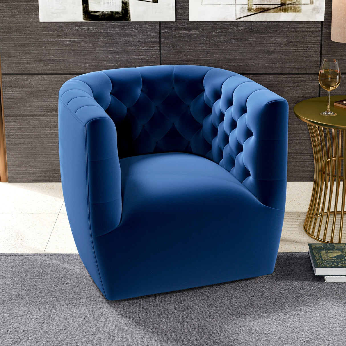 Delaney Velvet Swivel Club Chair