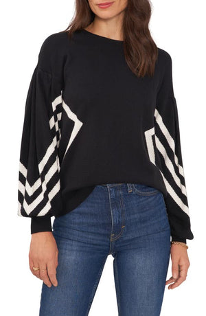 Vince Camuto Women's Drop Shoulder Bishop Sleeve Top - Black XXL