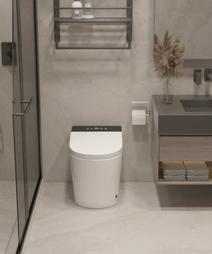 Compact Smart Toilet with Built-in Bidet Seat and Modern Tankless Design