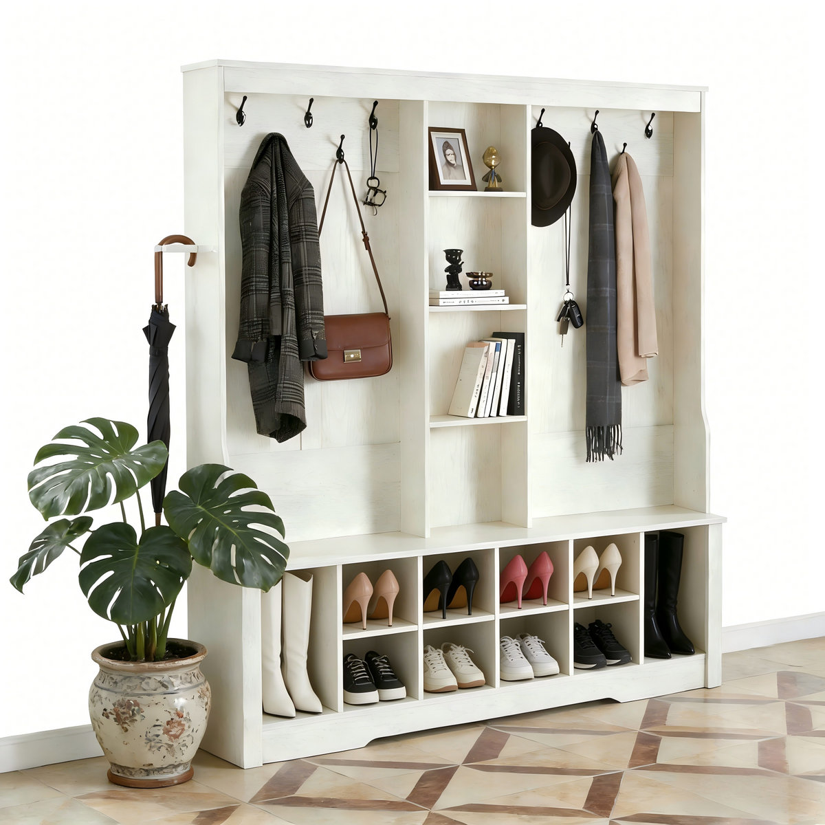 Itaar Hall Tree with Bench and Shoe Storage