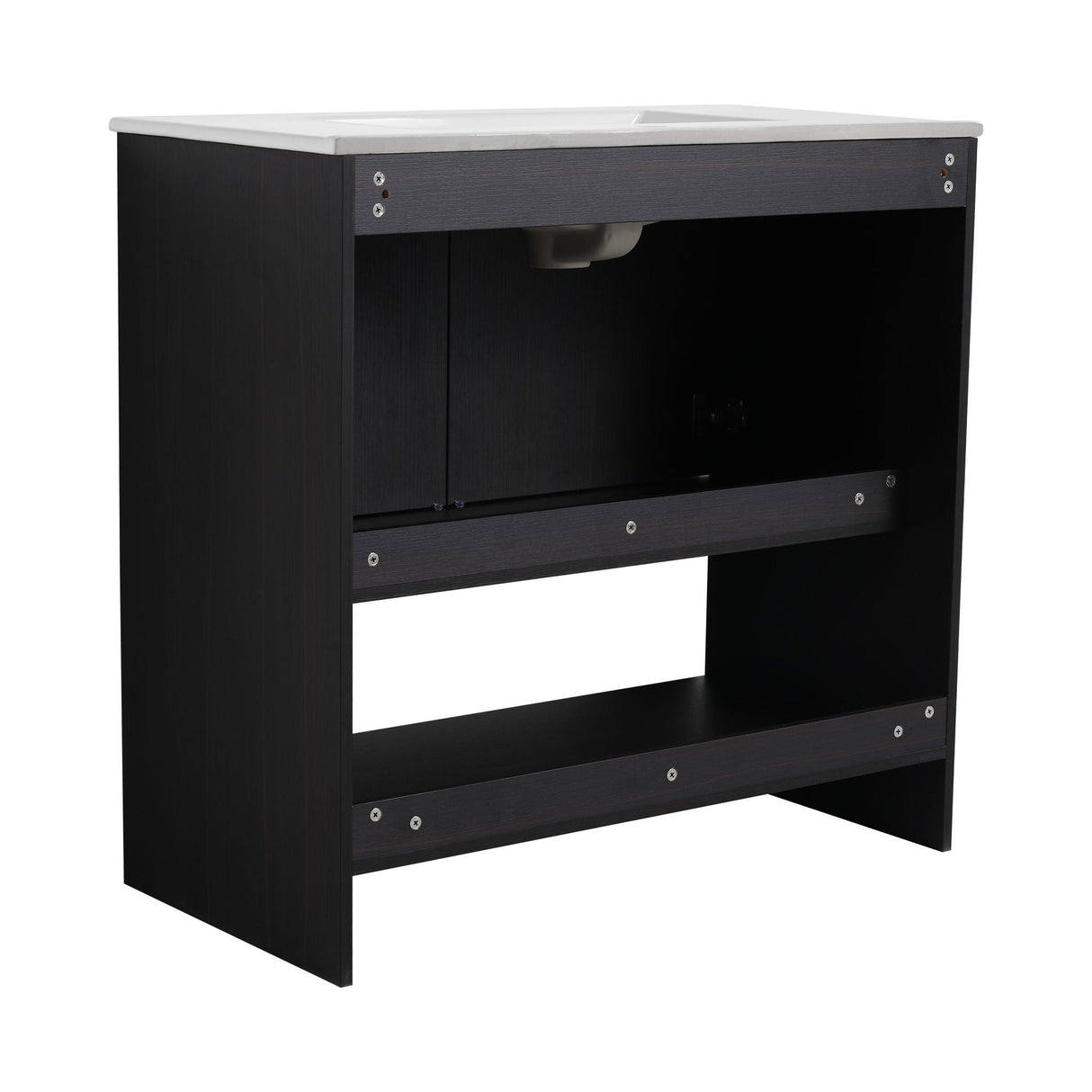 Modern Bathroom Vanity With Ceramic Sink, Freestanding Cabinet, Soft Closing Doors