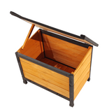 XPT088 Wearable and Strong Wooden Dog House with Metal Bowls and Toy Box