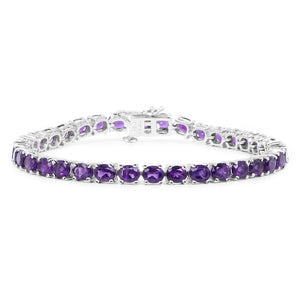 12.58 Carat Genuine Amethyst .925 Sterling Silver Bracelet