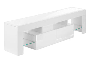 TV Stand, Console, Media Entertainment Center - Glossy White