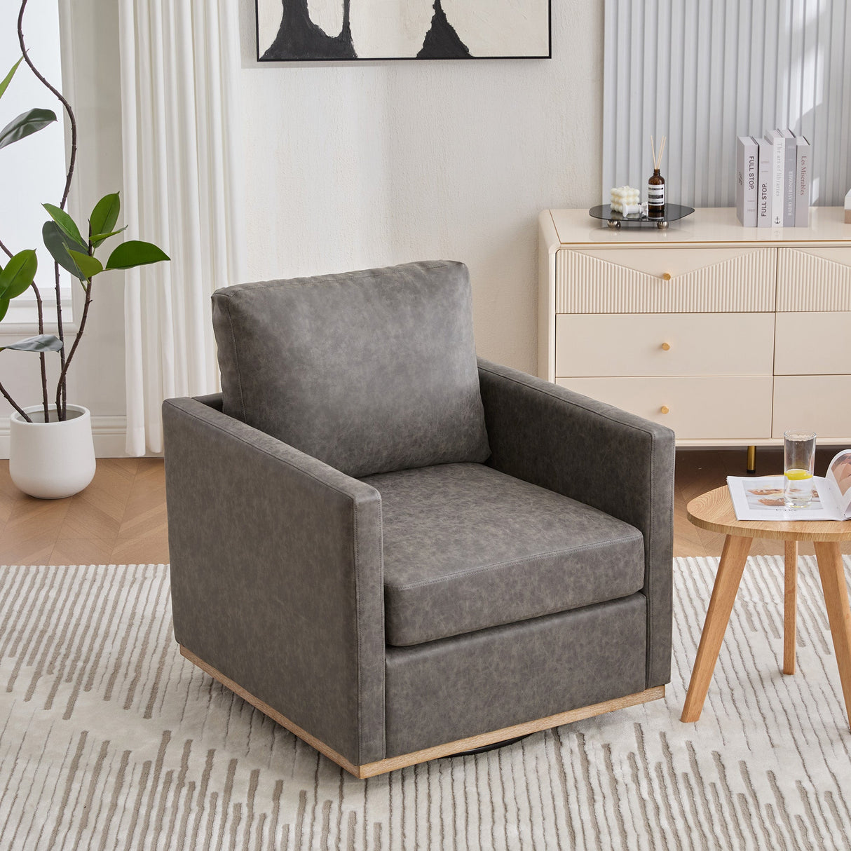 Thornfield Upholstered Square Swivel Accent Chair