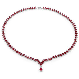 41.63 Carat Genuine Glass Filled Ruby .925 Sterling Silver Necklace