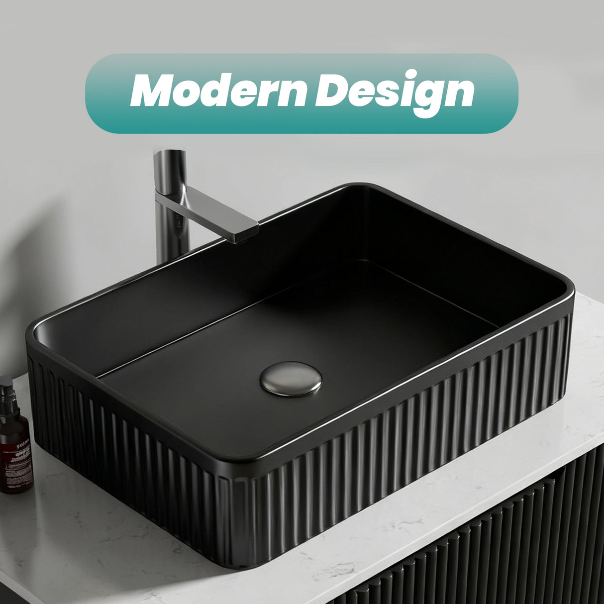 BB17 Integrated Black Ceramic Bathroom Vanity Sink