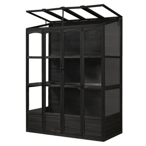 TOPMAX 78-inch Wooden Walk-in Greenhouse with Skylights and Folding Shelves